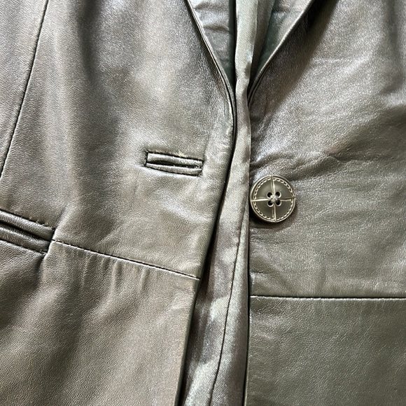 Genuine Leather One Button Jacket Sz Small - Picture 2 of 5